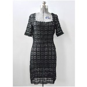 NWT Max Studio Black Short Sleeve Crochet Lace Dress Size Small
